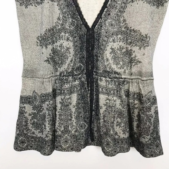 Guinevere Anthro Lace Print Cardigan Sweater Small - Picture 4 of 8